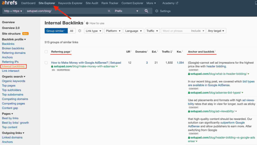 ahrefs site explorer